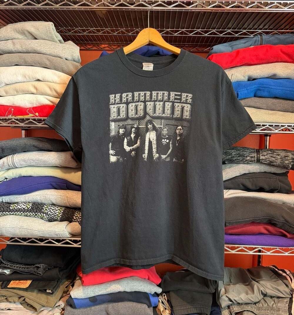 Gildan Heavy Cotton Hammer Down Band Concert Graphic T-Shirt Black Large
